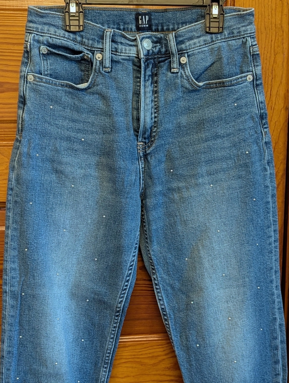 GAP Silver Embellished Cheeky Straight Ankle Jeans Medium Blue Denim Size 6/28